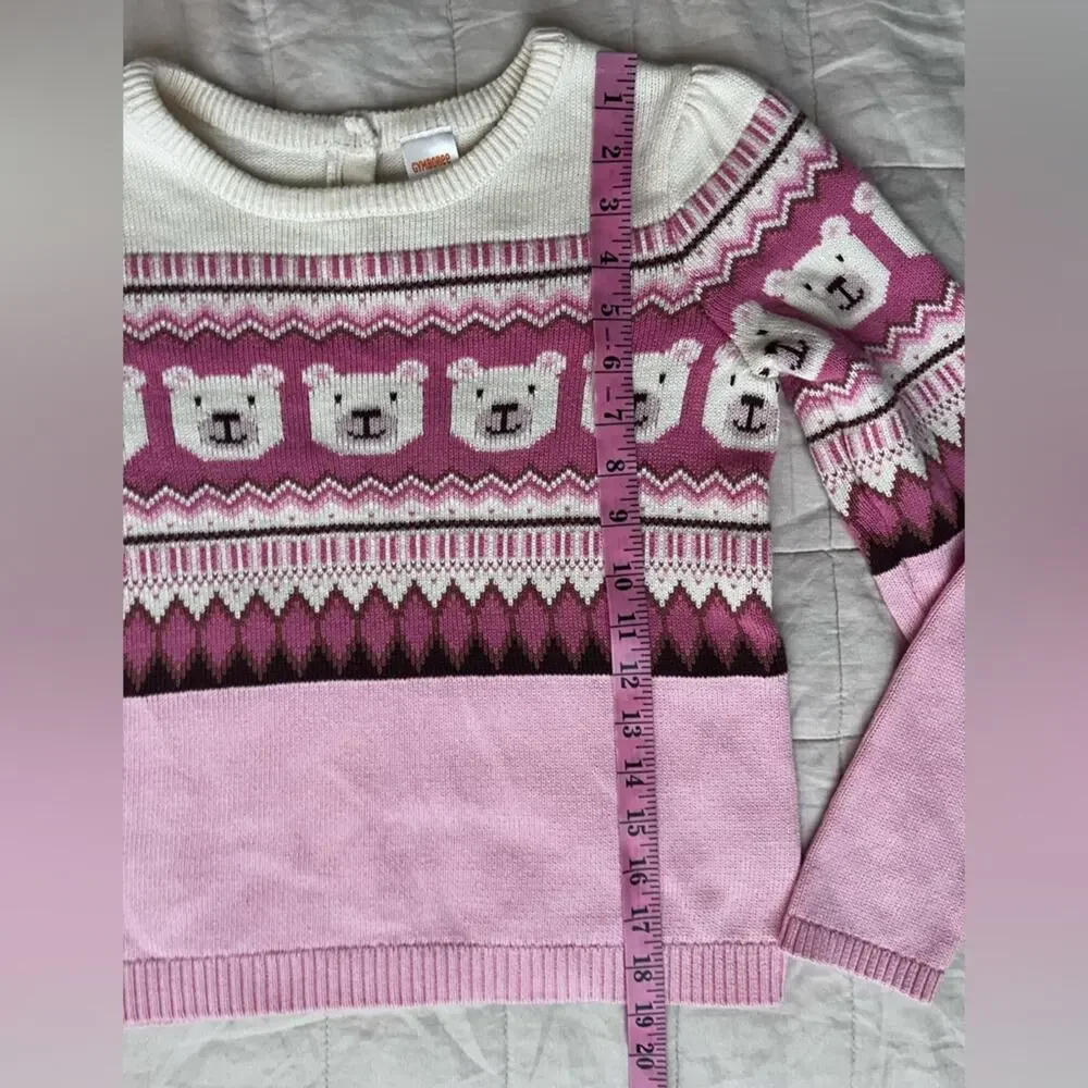 Gymboree Pink Polar Bear Fair Isle Sweater Scandinavian Folksy Holiday - 12